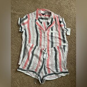 Alfani Pink and Gray Striped Pajama Set